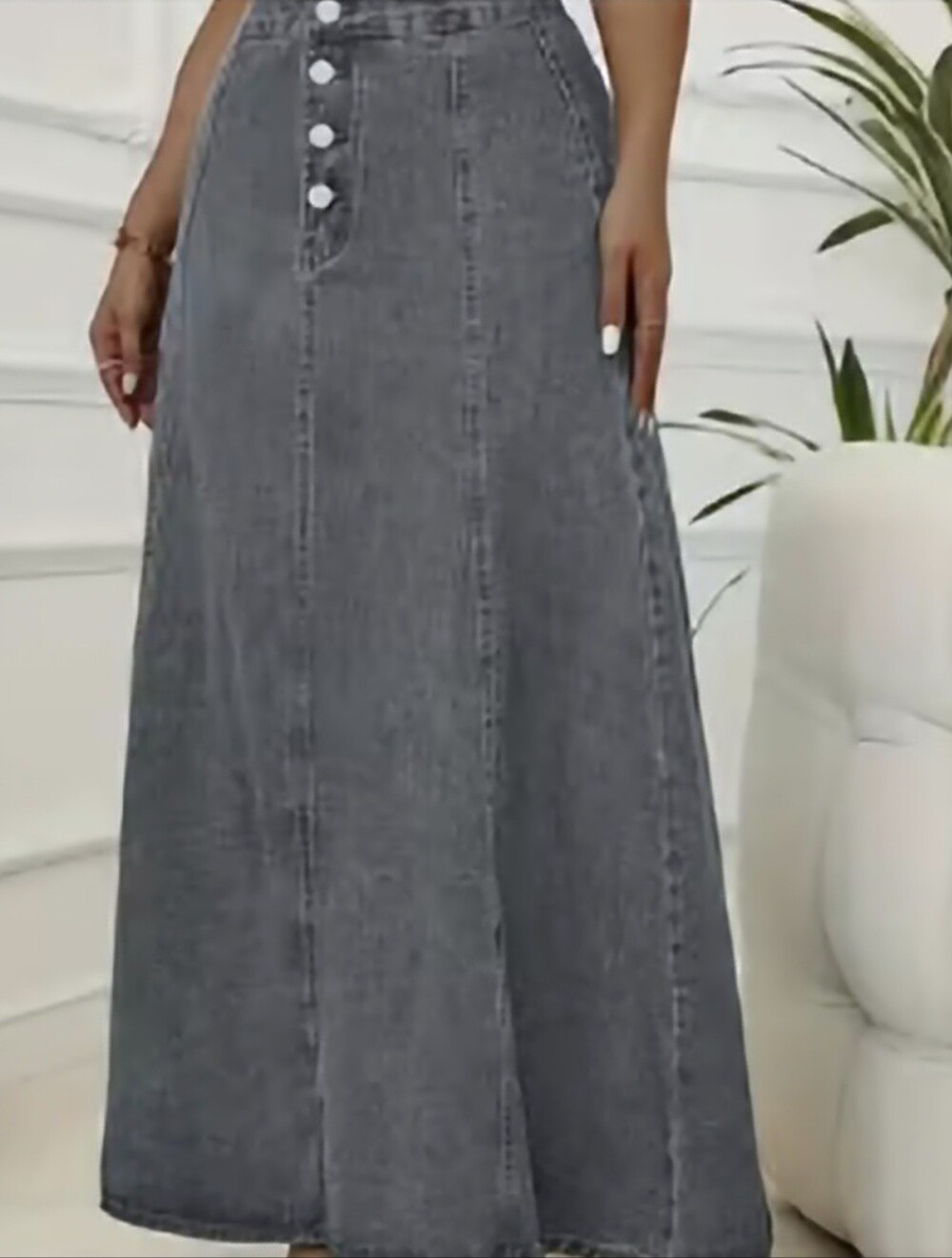 SHEIN High-Waist Stone Washed Black/Grey Denim Maxi Skirt PLUS SIZE  22w/5x